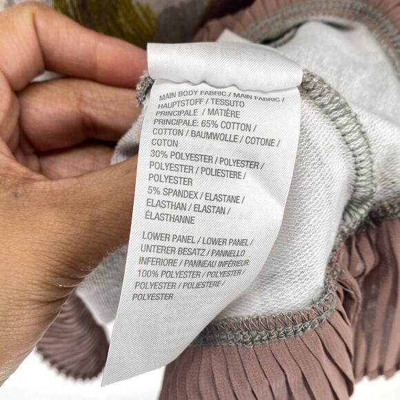 LOGO Lounge Lori Goldstein Ruffle pleated Hem Abstract Print Tunic pockets - Picture 5 of 7